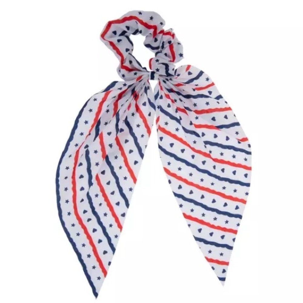 Patriotic Americana Red, White & Blue Scarf Scrunchie - New!